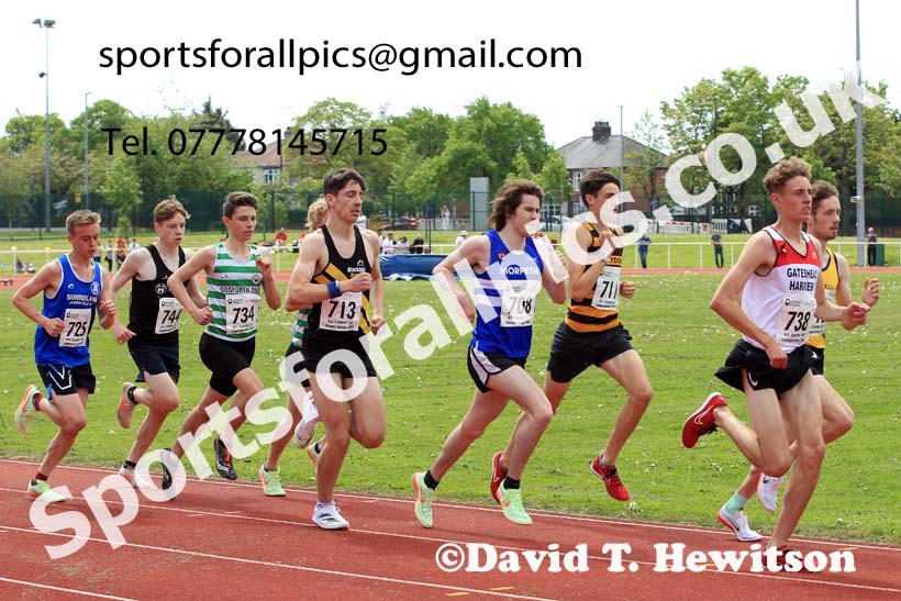 Men and Boys 1500 metres, 2022 North Eastern Track and Field Champs., Middlesbrough. David T. Hewitson/Sports for All Pics